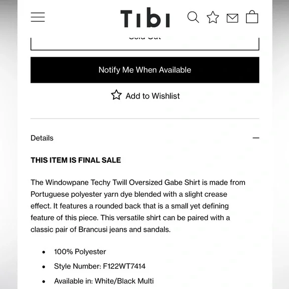 Tibi Windowpane Techy Twill Oversized Gabe Shirt - Picture 6 of 8